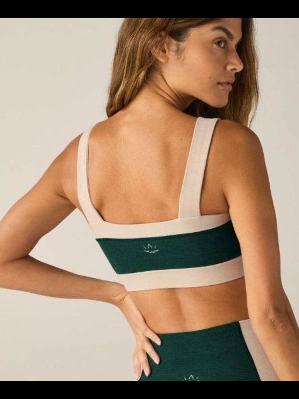Women’s Beige & Forest Green Bralette - Beyond Yoga